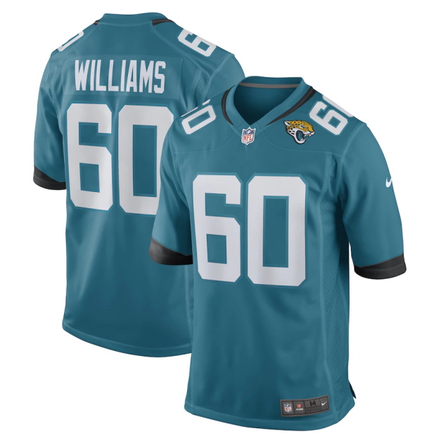 mens nike darryl williams teal jacksonville jaguars game player jersey